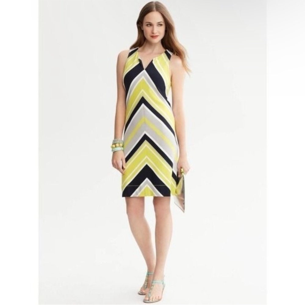 MILLY x Banana Republic Chevron Striped Sleeveless Dress Lime Green Size 8P